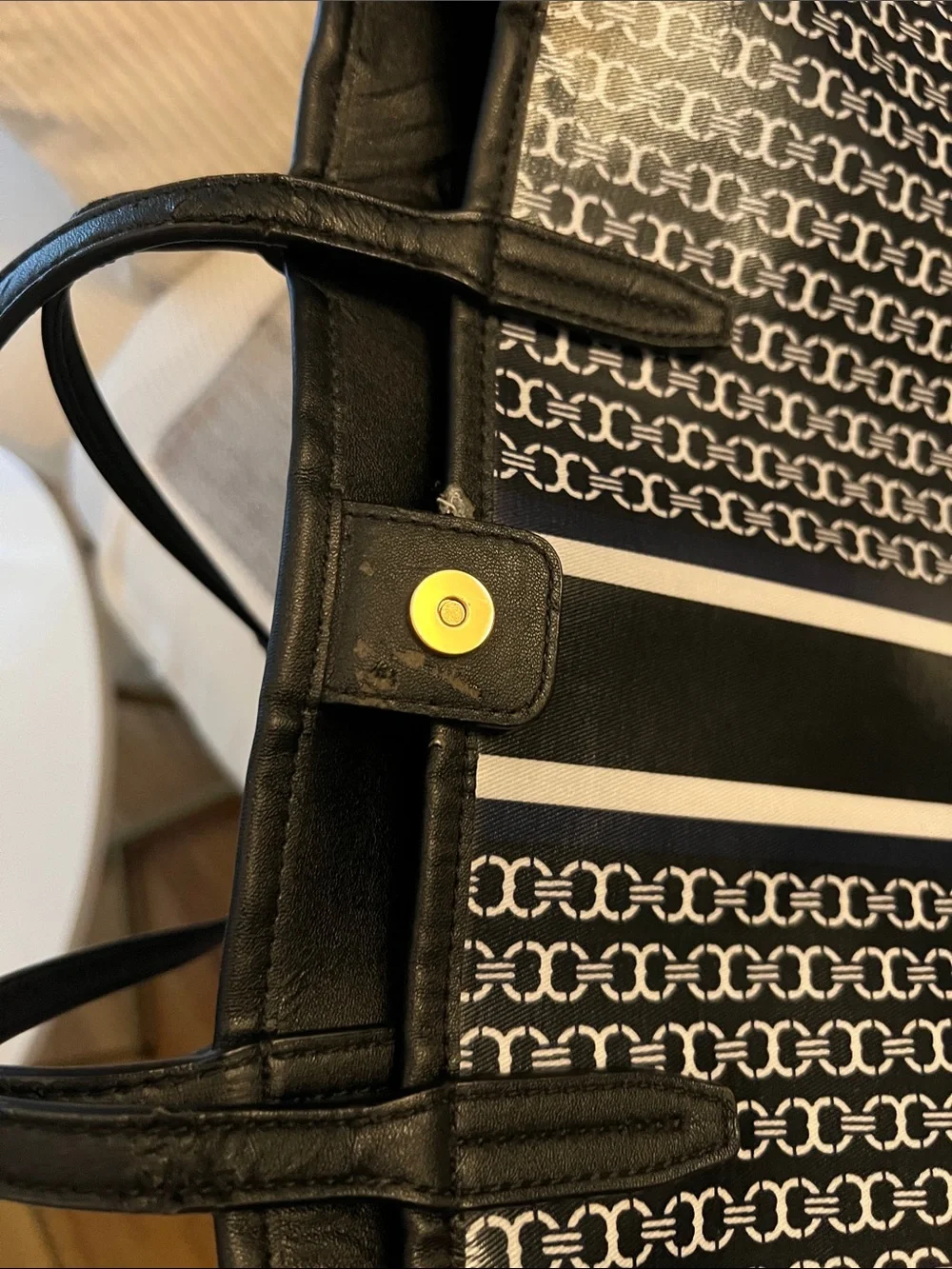 Tory Burch Black and White Patterned Tote